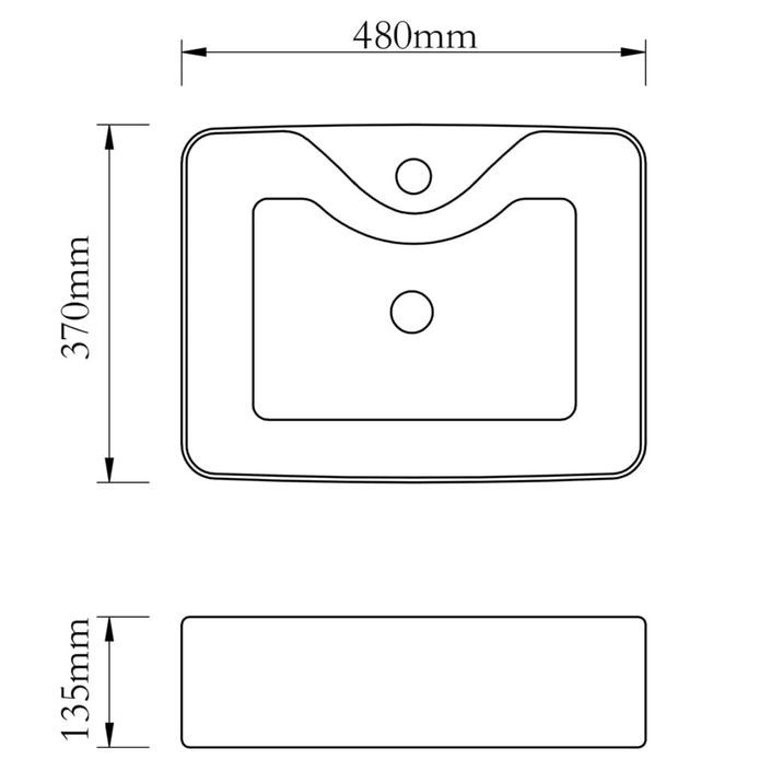 Lavabo avec trou pour robinet 48 x 37 x 13,5 cm Céramique Doré - Photo n°7