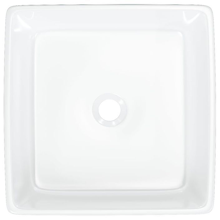 Lavabo blanc 37x37x13 cm céramique carré - Photo n°6