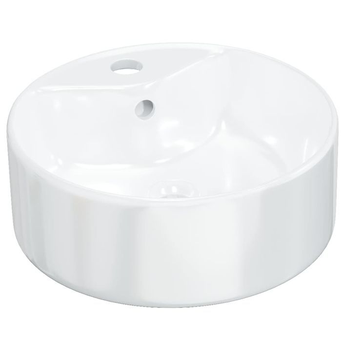 Lavabo blanc 40x14,5 cm céramique rond - Photo n°2