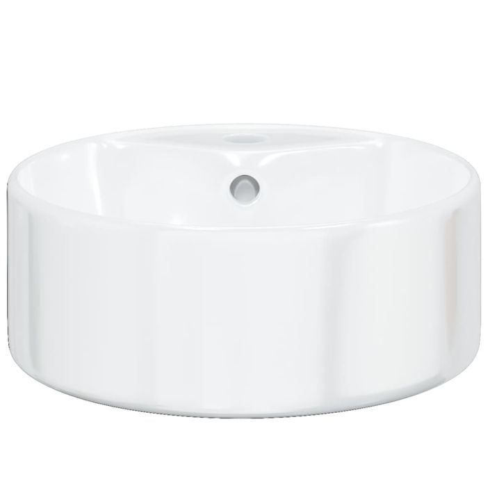 Lavabo blanc 40x14,5 cm céramique rond - Photo n°4