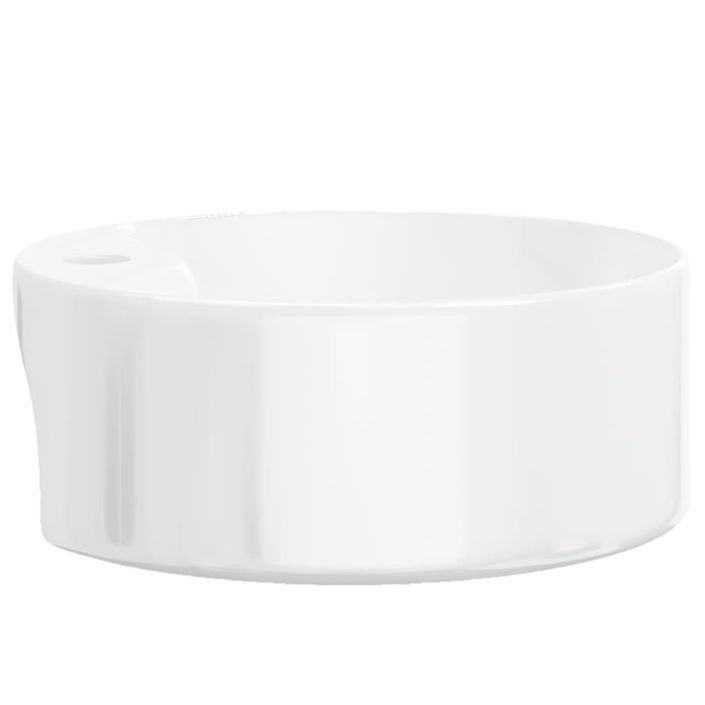 Lavabo blanc 40x14,5 cm céramique rond - Photo n°5