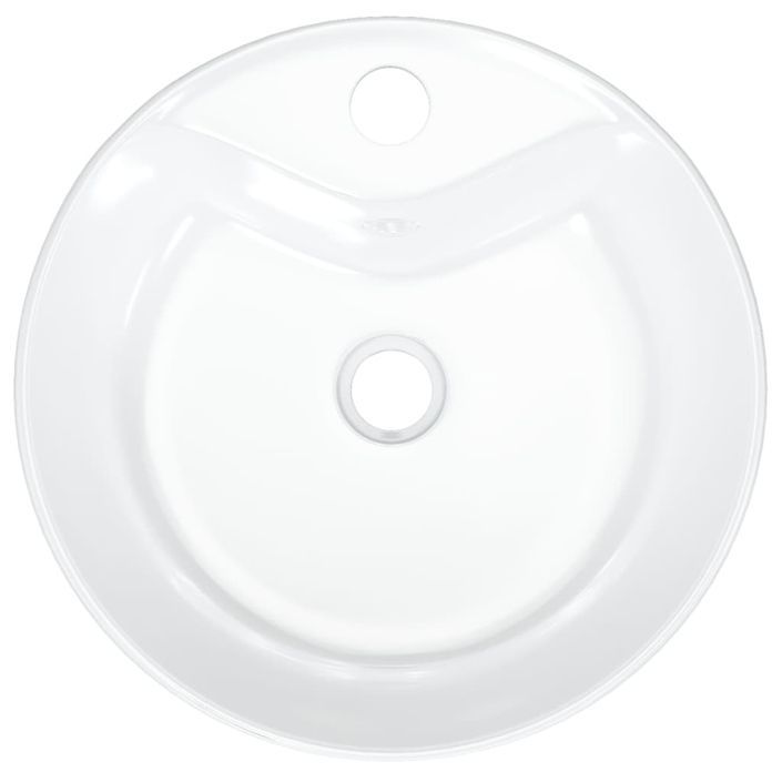 Lavabo blanc 40x14,5 cm céramique rond - Photo n°6