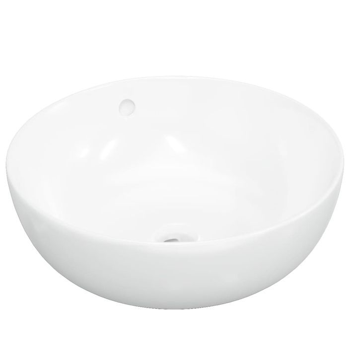 Lavabo blanc 44x17 cm céramique rond - Photo n°2