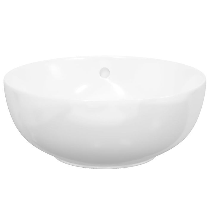 Lavabo blanc 44x17 cm céramique rond - Photo n°4