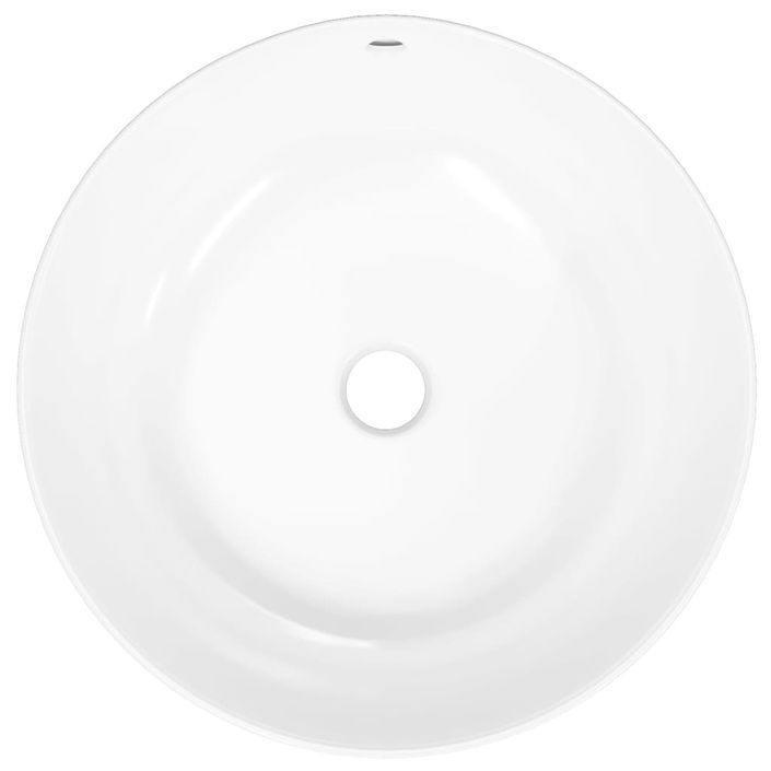 Lavabo blanc 44x17 cm céramique rond - Photo n°6