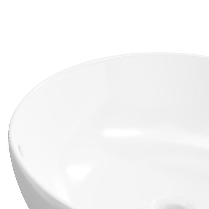 Lavabo blanc 44x17 cm céramique rond - Photo n°7