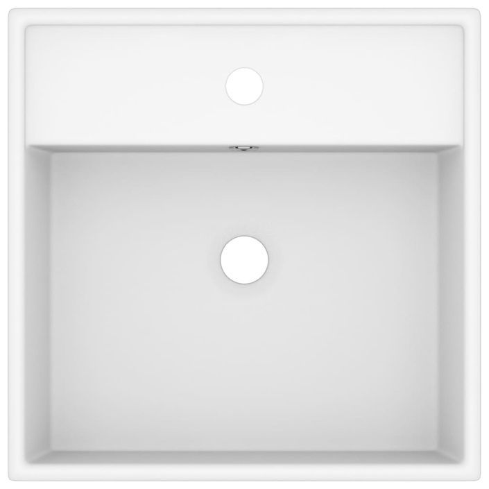 Lavabo carré de luxe à trop-plein Blanc mat 41x41 cm Céramique - Photo n°4
