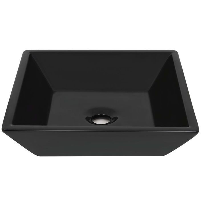 Lavabo Céramique carré Noir 41,5 x 41,5 x 12 cm - Photo n°3