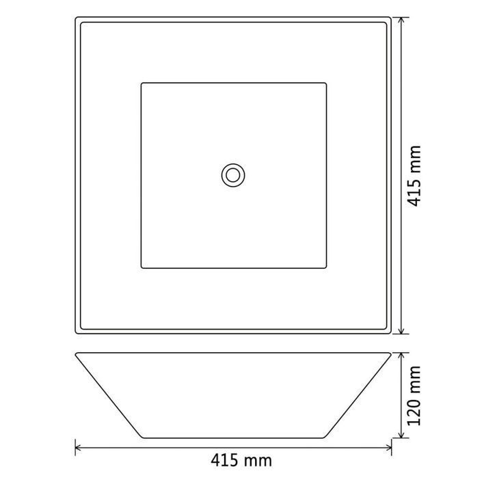 Lavabo Céramique carré Noir 41,5 x 41,5 x 12 cm - Photo n°6