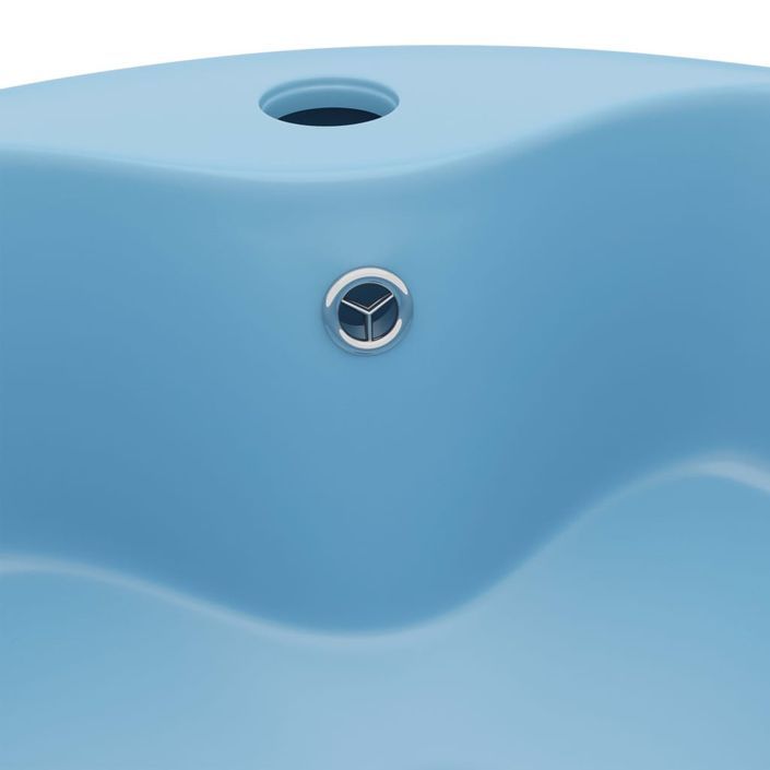 Lavabo de luxe avec trop-plein Bleu clair mat 36x13cm Céramique - Photo n°5