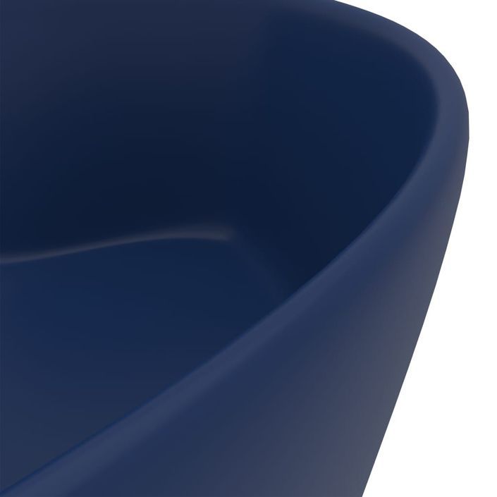 Lavabo de luxe avec trop-plein Bleu foncé mat 36x13cm Céramique - Photo n°6