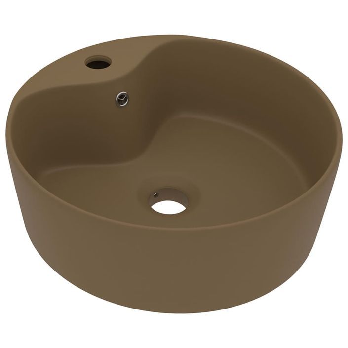 Lavabo de luxe avec trop-plein Crème mat 36x13 cm Céramique - Photo n°2