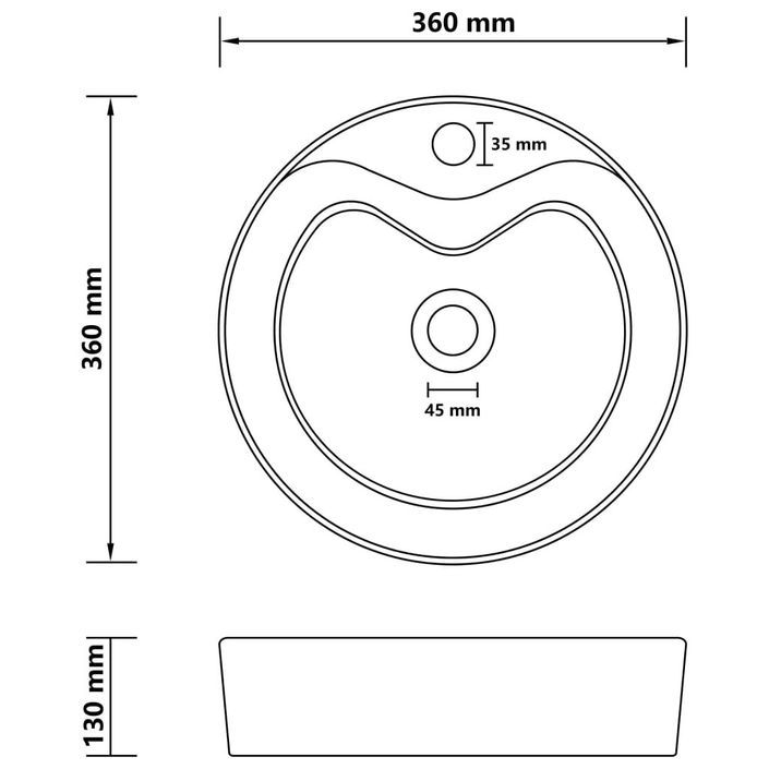 Lavabo de luxe avec trop-plein Crème mat 36x13 cm Céramique - Photo n°7