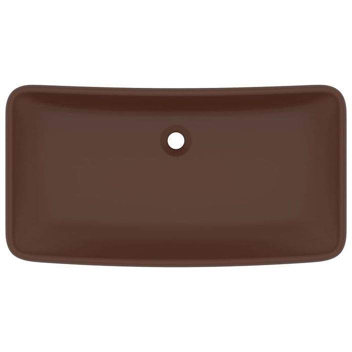 Lavabo de luxe rectangulaire Marron foncé mat 71x38cm Céramique - Photo n°3