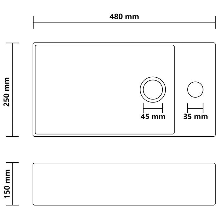 Lavabo de salle de bain avec trop-plein Céramique Crème mat - Photo n°7