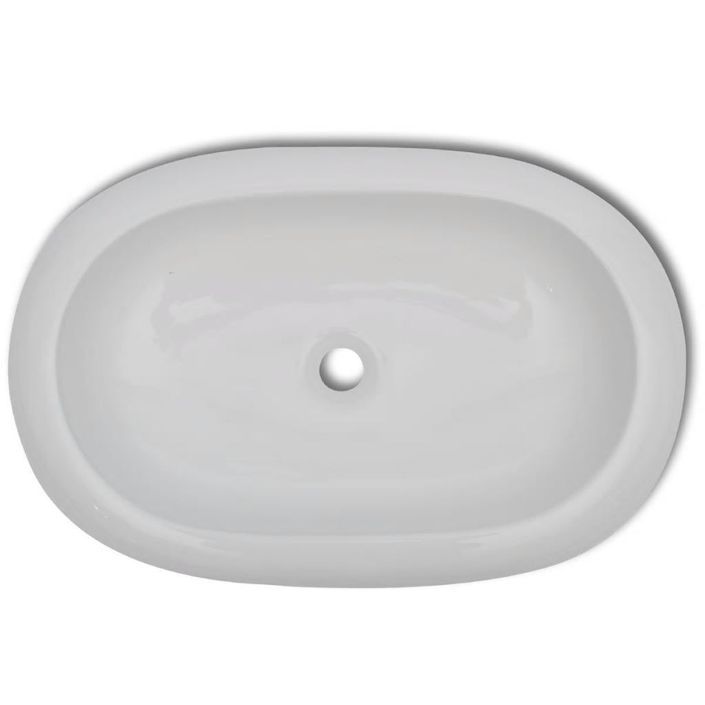 Lavabo en forme ovale Céramique 63 x 42 cm Blanc - Photo n°3