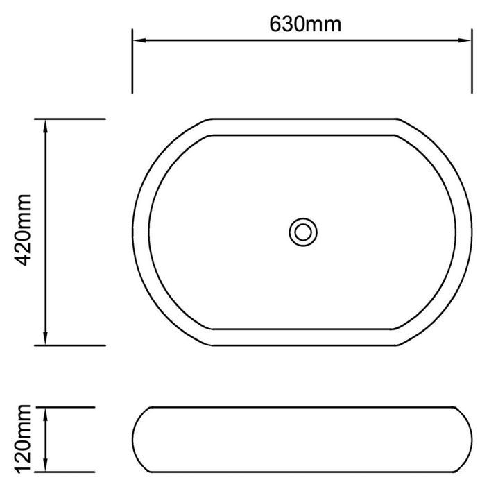 Lavabo en forme ovale Céramique 63 x 42 cm Blanc - Photo n°6