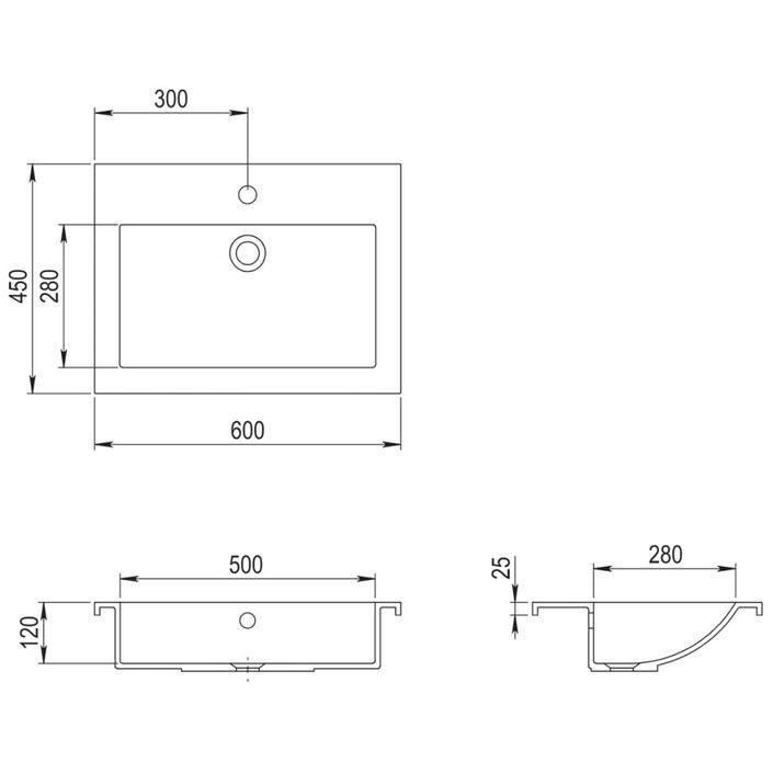 Lavabo en granit 600 x 450 x 120 mm Blanc - Photo n°5