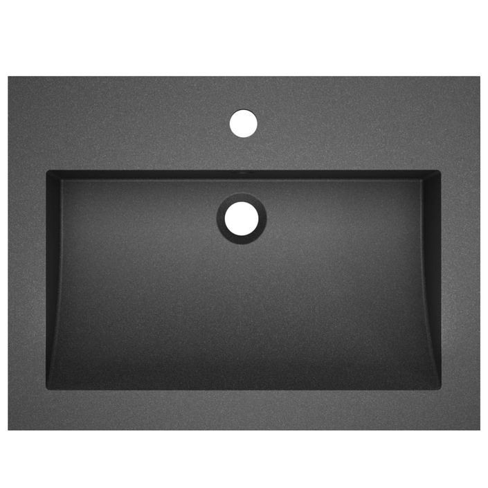 Lavabo en granit 600 x 450 x 120 mm Noir - Photo n°3