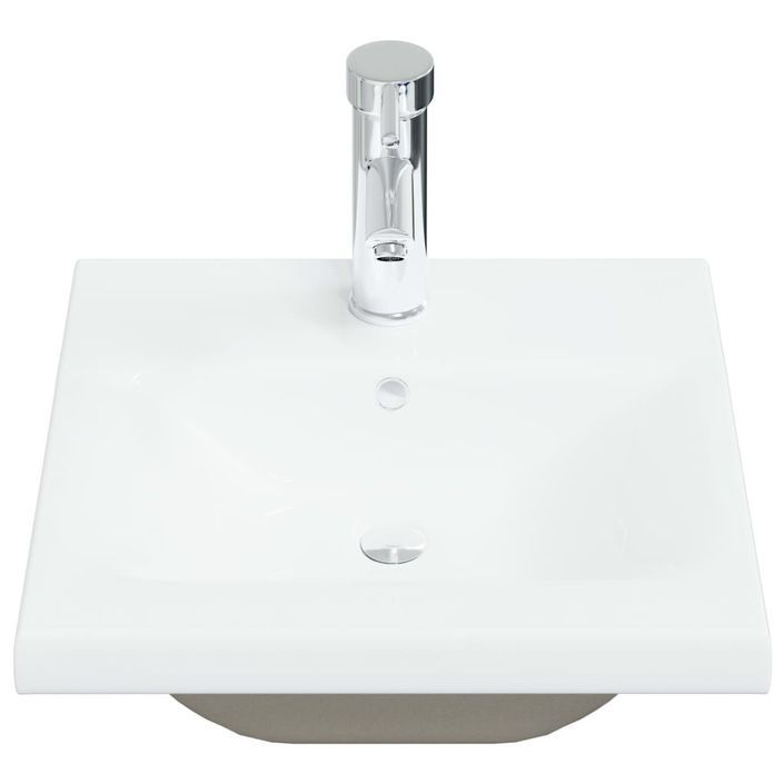 Lavabo encastré avec robinet 42x39x18 cm Céramique Blanc - Photo n°3