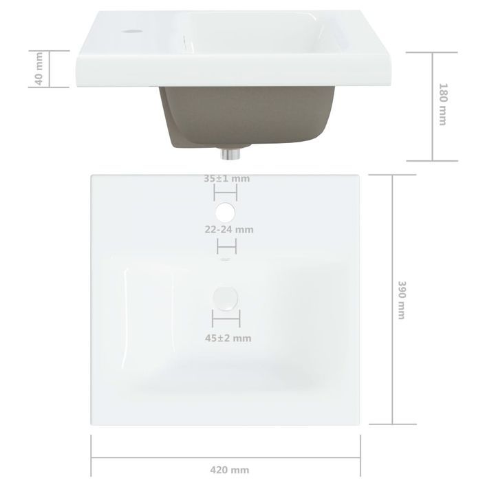 Lavabo encastré avec robinet 42x39x18 cm Céramique Blanc - Photo n°12