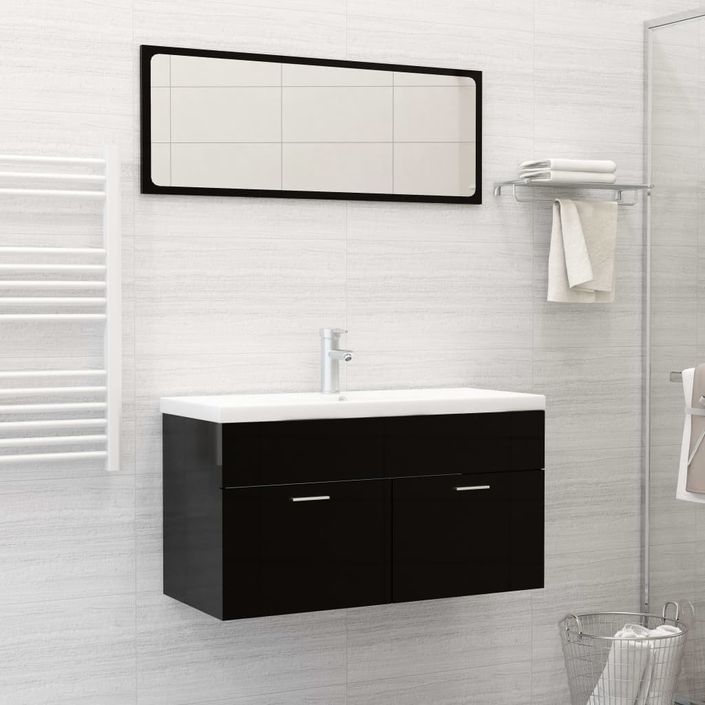 Lavabo encastré avec robinet 91x39x18 cm Céramique Blanc - Photo n°2