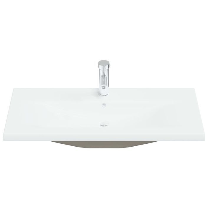 Lavabo encastré avec robinet 91x39x18 cm Céramique Blanc - Photo n°3