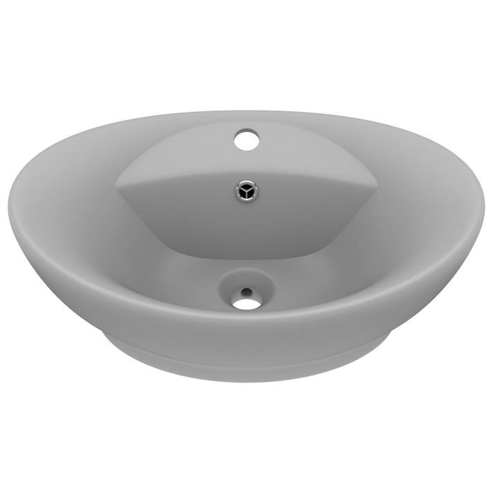 Lavabo ovale à trop-plein Gris clair mat 58,5x39 cm Céramique - Photo n°2