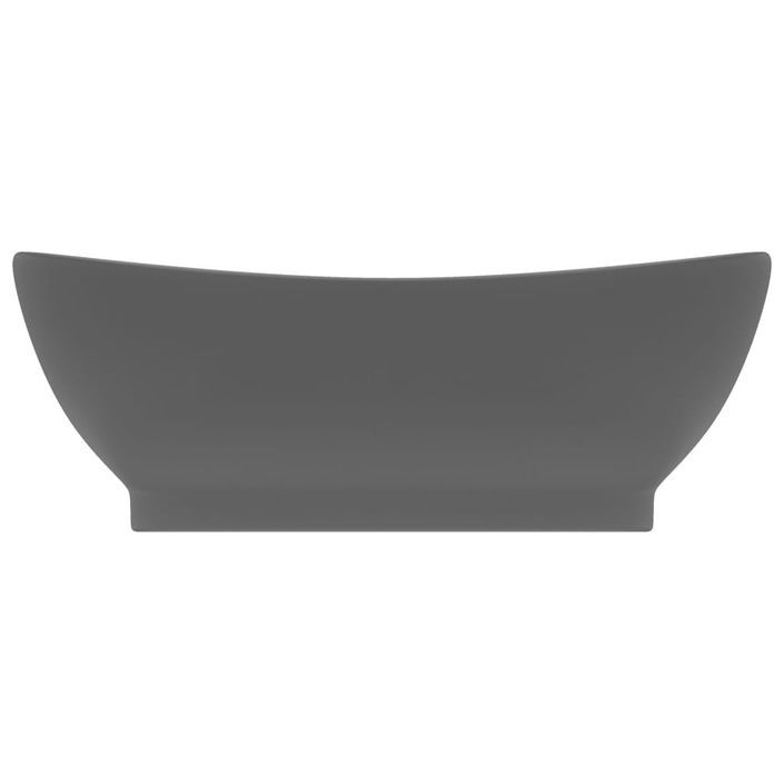 Lavabo ovale à trop-plein Gris foncé mat 58,5x39 cm Céramique - Photo n°3