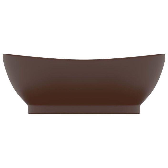 Lavabo ovale à trop-plein Marron foncé mat 58,5x39 cm Céramique - Photo n°3