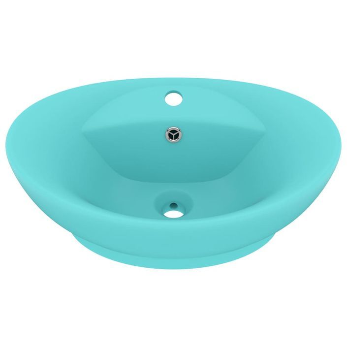 Lavabo ovale à trop-plein Vert clair mat 58,5x39 cm Céramique - Photo n°2