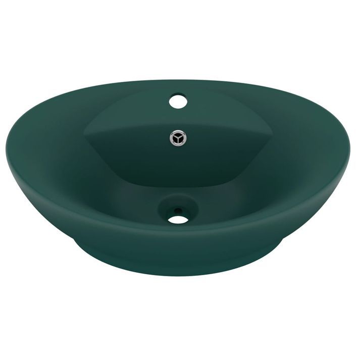 Lavabo ovale à trop-plein Vert foncé mat 58,5x39 cm Céramique - Photo n°2