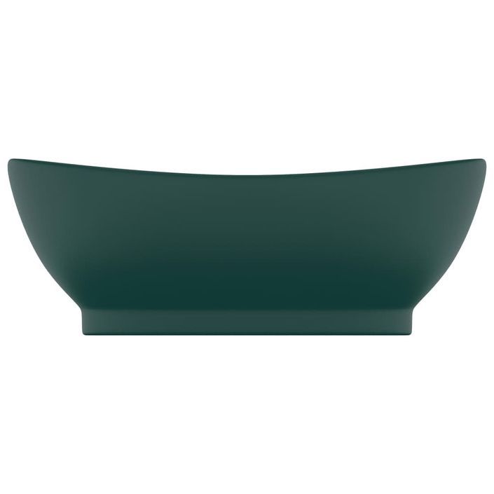 Lavabo ovale à trop-plein Vert foncé mat 58,5x39 cm Céramique - Photo n°3