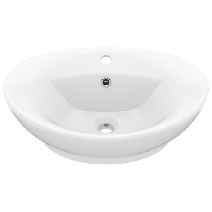 Lavabo ovale de luxe à trop-plein Blanc mat 58,5x39cm Céramique - Photo n°2