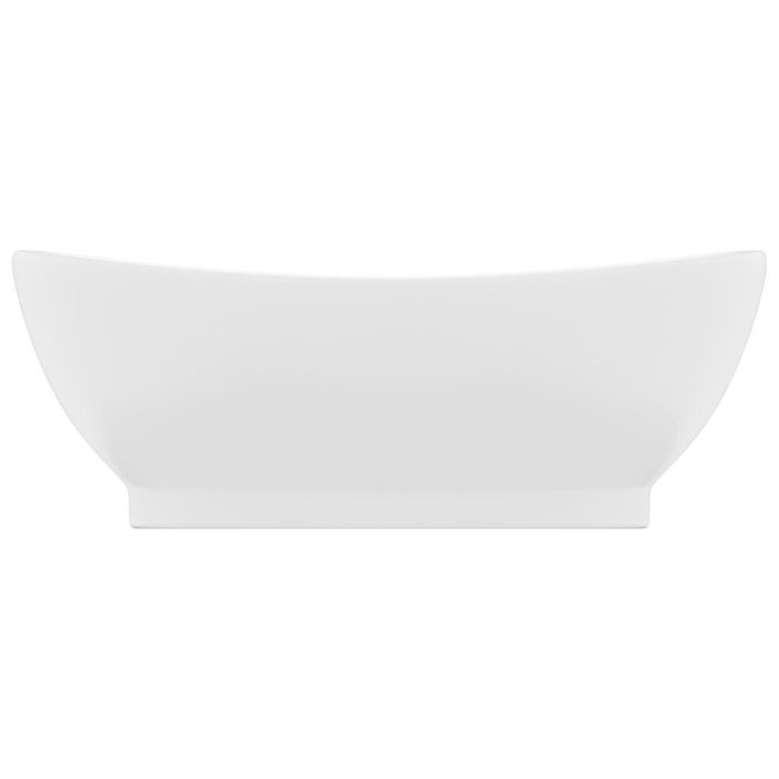 Lavabo ovale de luxe à trop-plein Blanc mat 58,5x39cm Céramique - Photo n°3