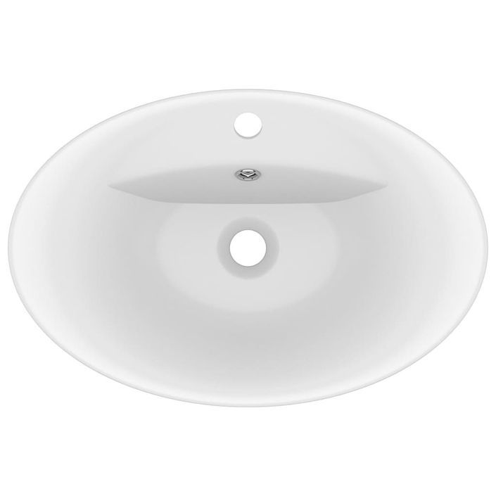 Lavabo ovale de luxe à trop-plein Blanc mat 58,5x39cm Céramique - Photo n°4