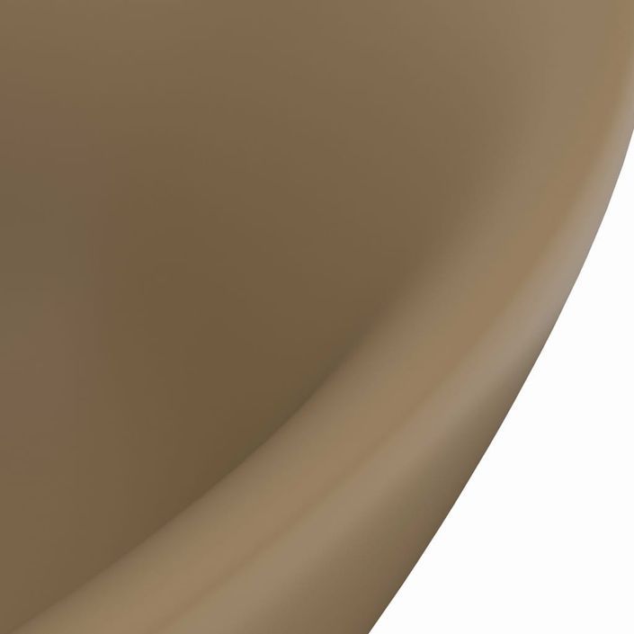 Lavabo ovale de luxe à trop-plein Crème mat 58,5x39cm Céramique - Photo n°5