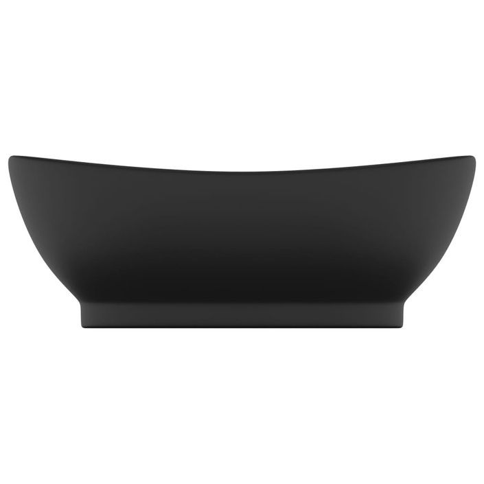 Lavabo ovale de luxe à trop-plein Noir mat 58,5x39 cm Céramique - Photo n°3