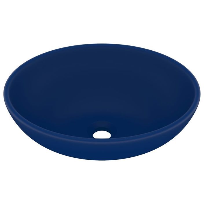 Lavabo ovale de luxe Bleu foncé mat 40x33 cm Céramique - Photo n°1