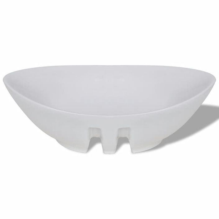 Lavabo ovale en céramique avec trop plein 59 x 38,5 cm - Photo n°5