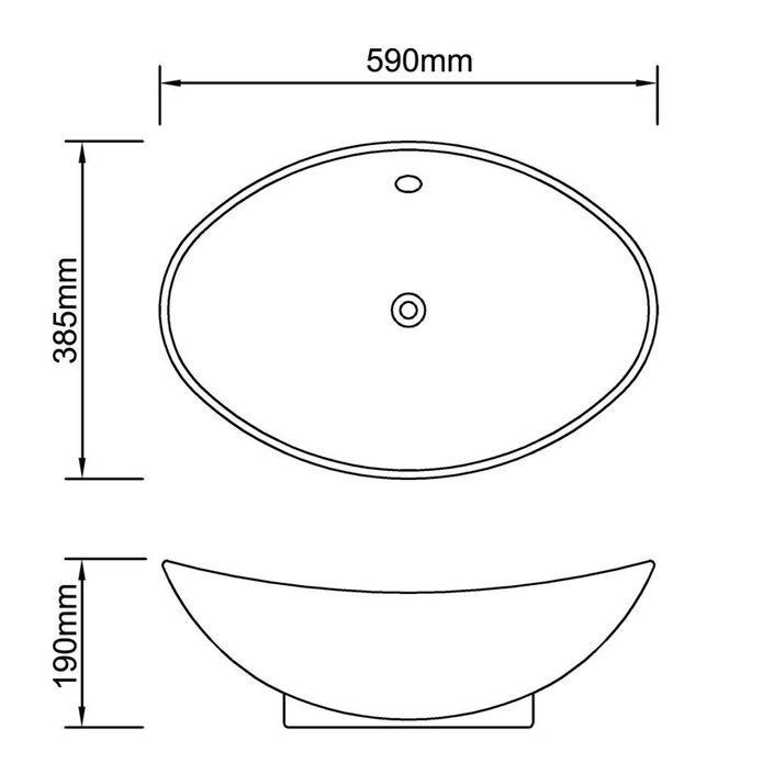 Lavabo ovale en céramique noir avec trop plein 59 x 38,5 cm - Photo n°7