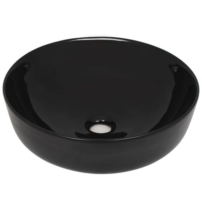 Lavabo rond Céramique Noir 41,5 x 13,5 cm - Photo n°2