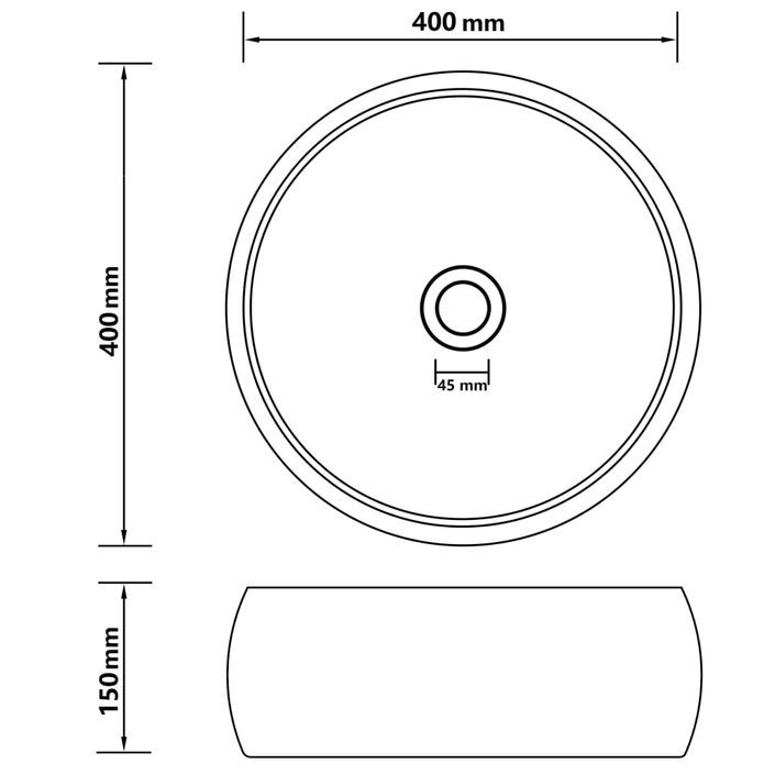 Lavabo rond de luxe Bleu foncé mat 40x15 cm Céramique - Photo n°6