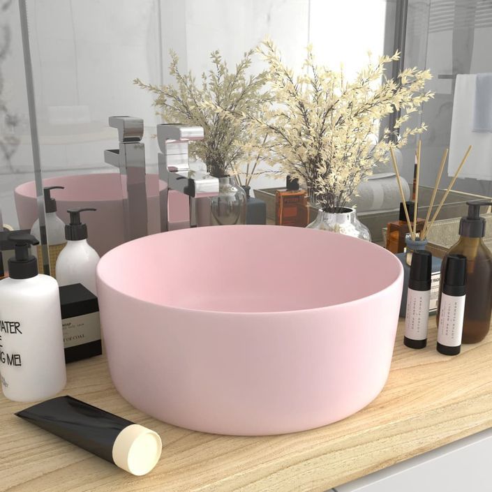 Lavabo rond de luxe Rose mat 40x15 cm Céramique 2 - Photo n°2