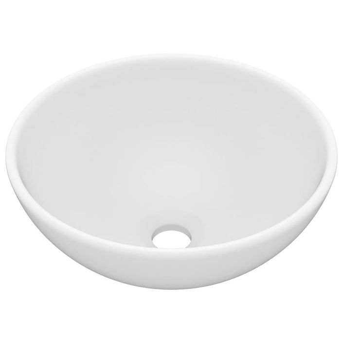 Lavabo rond de salle de bain Blanc mat 32,5x14 cm Céramique - Photo n°2