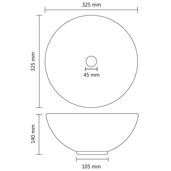 Lavabo rond de salle de bain Blanc mat 32,5x14 cm Céramique - Photo n°6