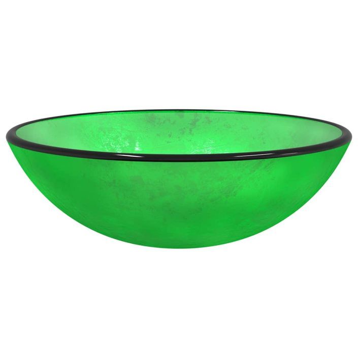 Lavabo Verre trempé 42x14 cm vert - Photo n°2