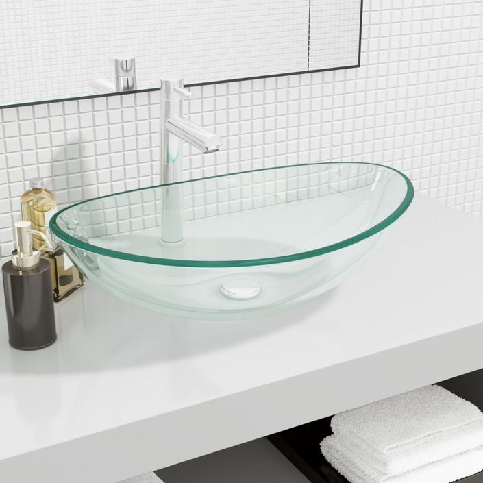 Lavabo Verre trempé 54,5x35x15,5 cm Transparent - Photo n°1