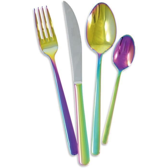 LEBRUN - 50142400 - Ménagere 24 pieces Rainbow 4mm Couteau Table - Photo n°1