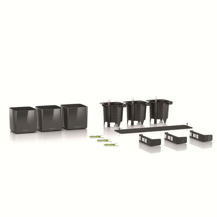 LECHUZA 3 pcs Jardinières Green Wall Home Kit Anthracite brillant - Photo n°2